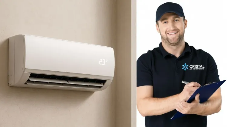 A technician smiling at the camera from Cristal Air Conditioning